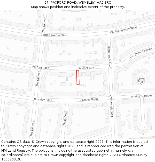 27, PAXFORD ROAD, WEMBLEY, HA0 3RQ: Location map and indicative extent of plot