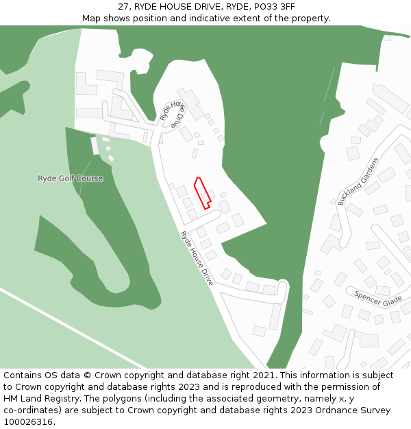 27, RYDE HOUSE DRIVE, RYDE, PO33 3FF: Location map and indicative extent of plot