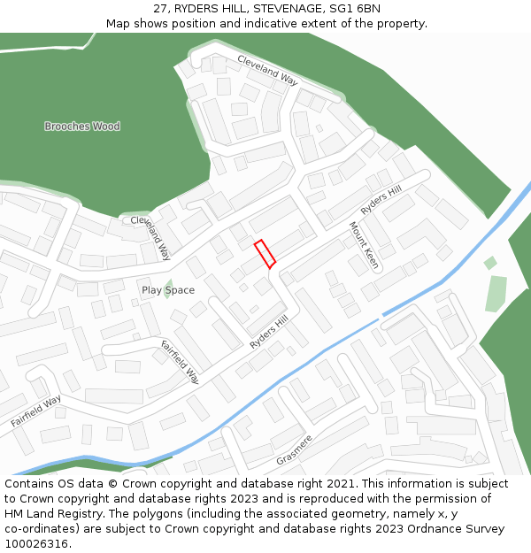 27, RYDERS HILL, STEVENAGE, SG1 6BN: Location map and indicative extent of plot