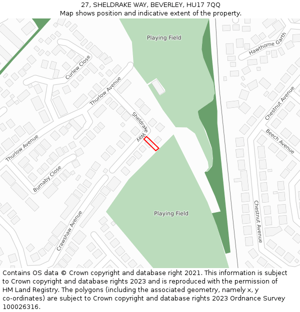 27, SHELDRAKE WAY, BEVERLEY, HU17 7QQ: Location map and indicative extent of plot
