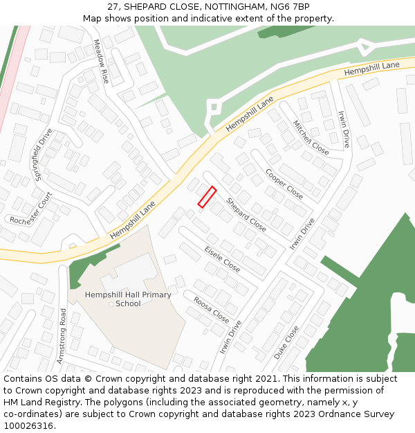 27, SHEPARD CLOSE, NOTTINGHAM, NG6 7BP: Location map and indicative extent of plot