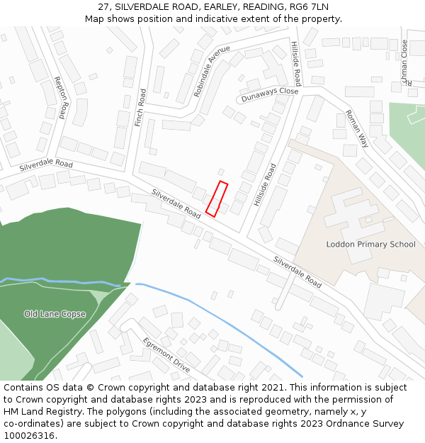 27, SILVERDALE ROAD, EARLEY, READING, RG6 7LN: Location map and indicative extent of plot