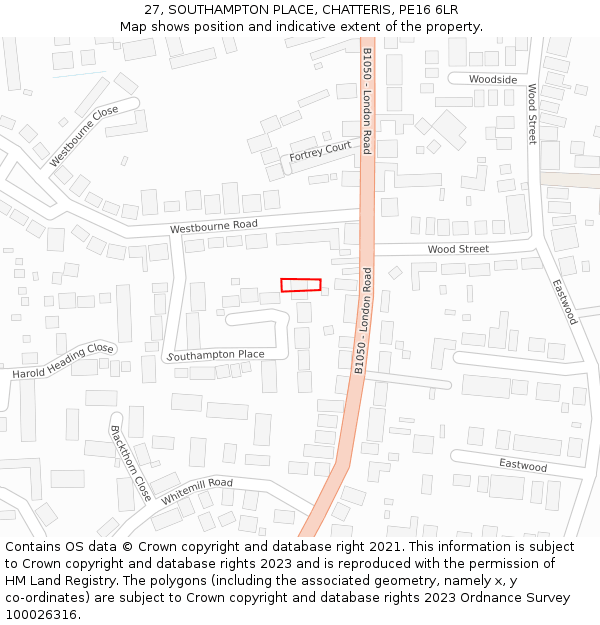 27, SOUTHAMPTON PLACE, CHATTERIS, PE16 6LR: Location map and indicative extent of plot