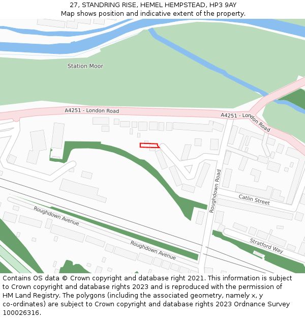 27, STANDRING RISE, HEMEL HEMPSTEAD, HP3 9AY: Location map and indicative extent of plot