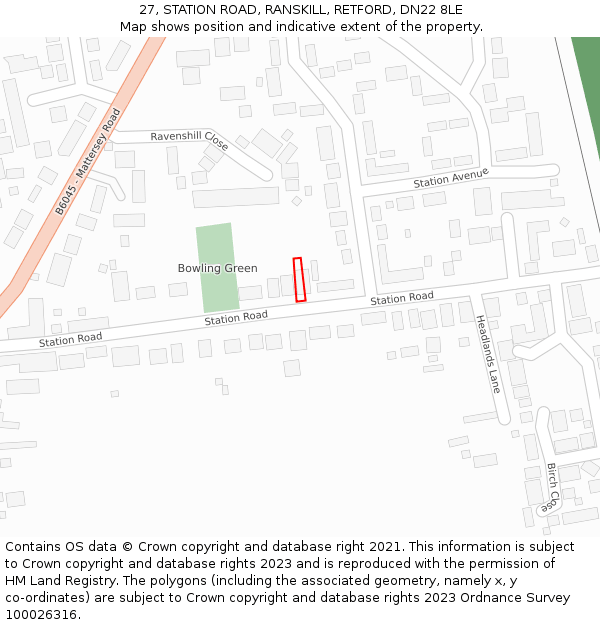 27, STATION ROAD, RANSKILL, RETFORD, DN22 8LE: Location map and indicative extent of plot