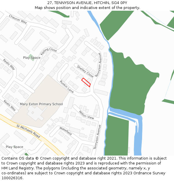 27, TENNYSON AVENUE, HITCHIN, SG4 0PY: Location map and indicative extent of plot
