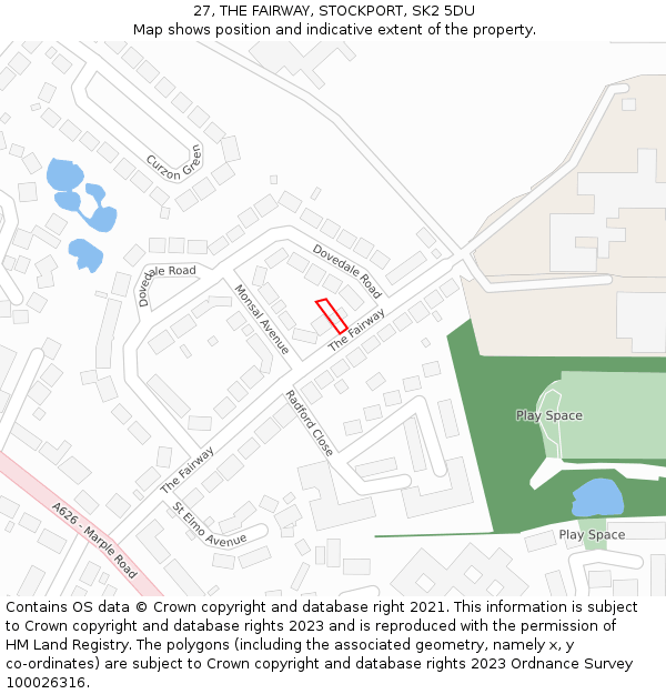 27, THE FAIRWAY, STOCKPORT, SK2 5DU: Location map and indicative extent of plot