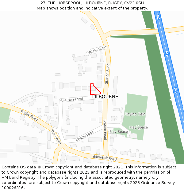 27, THE HORSEPOOL, LILBOURNE, RUGBY, CV23 0SU: Location map and indicative extent of plot