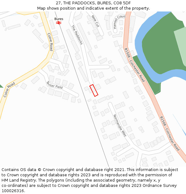 27, THE PADDOCKS, BURES, CO8 5DF: Location map and indicative extent of plot