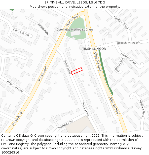 27, TINSHILL DRIVE, LEEDS, LS16 7DQ: Location map and indicative extent of plot