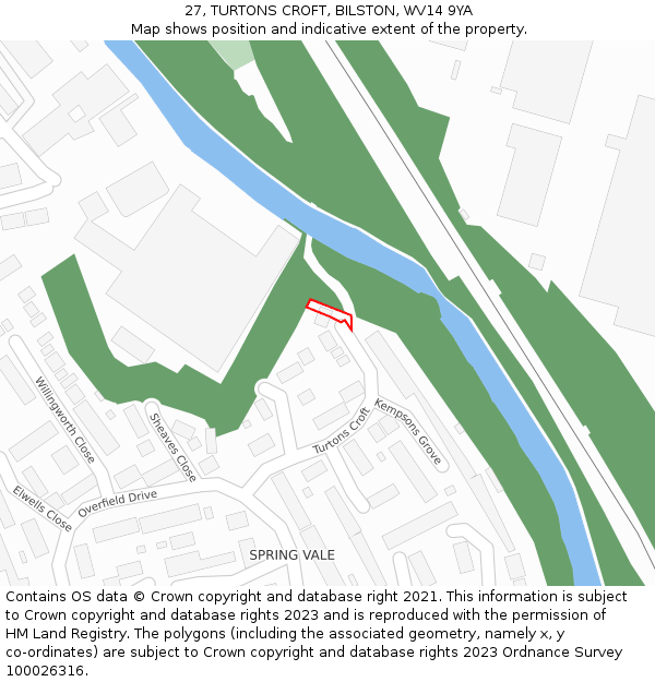 27, TURTONS CROFT, BILSTON, WV14 9YA: Location map and indicative extent of plot