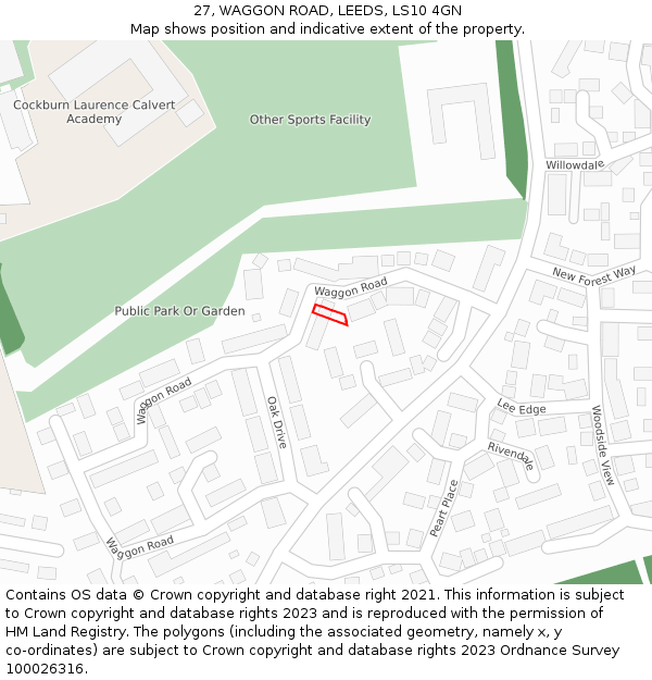 27, WAGGON ROAD, LEEDS, LS10 4GN: Location map and indicative extent of plot
