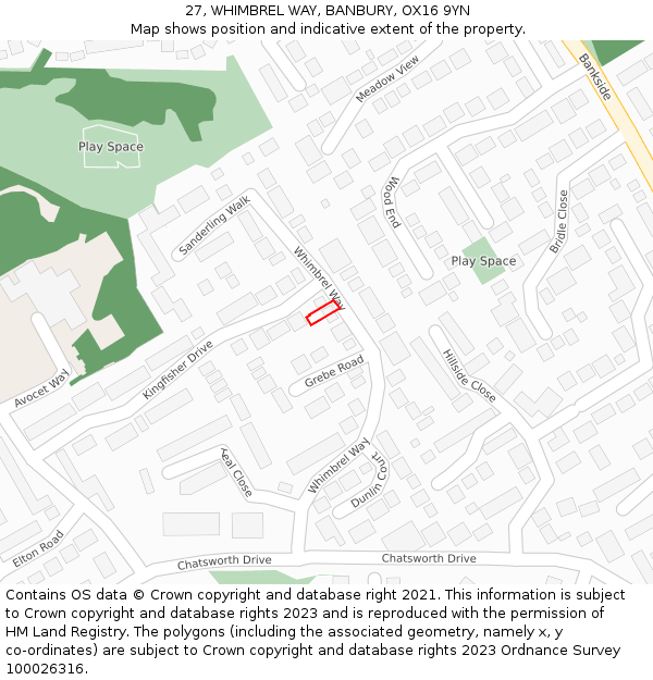 27, WHIMBREL WAY, BANBURY, OX16 9YN: Location map and indicative extent of plot