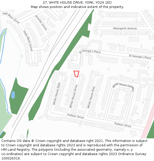 27, WHITE HOUSE DRIVE, YORK, YO24 1ED: Location map and indicative extent of plot