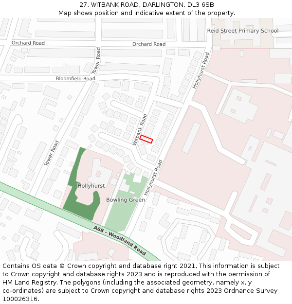 27, WITBANK ROAD, DARLINGTON, DL3 6SB: Location map and indicative extent of plot