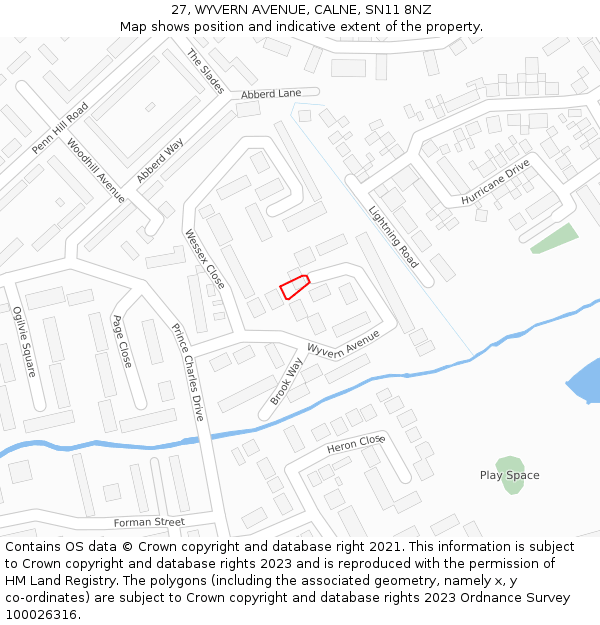 27, WYVERN AVENUE, CALNE, SN11 8NZ: Location map and indicative extent of plot