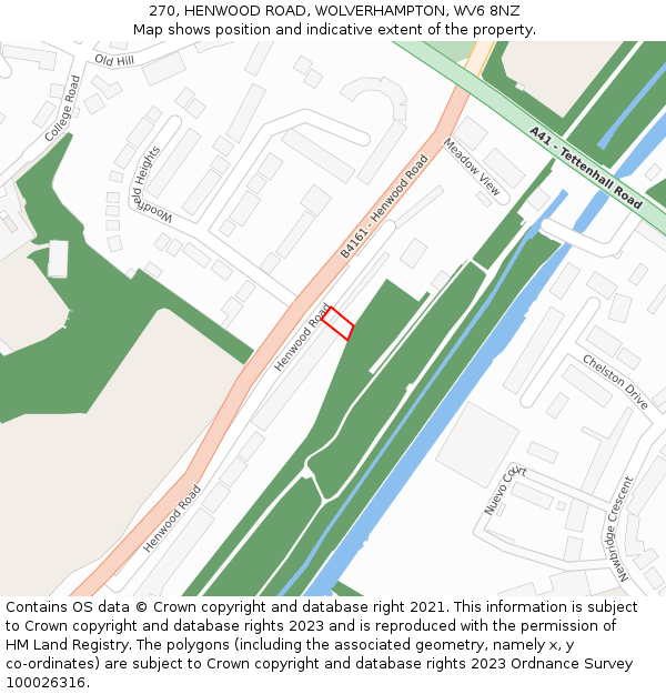 270, HENWOOD ROAD, WOLVERHAMPTON, WV6 8NZ: Location map and indicative extent of plot