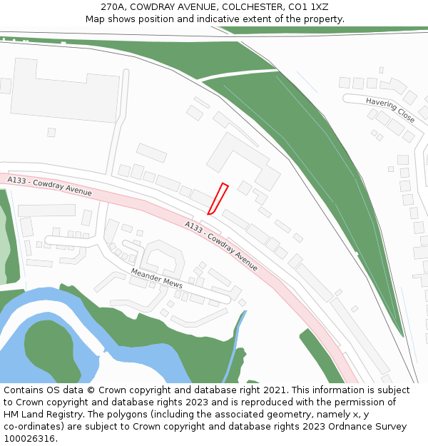 270A, COWDRAY AVENUE, COLCHESTER, CO1 1XZ: Location map and indicative extent of plot