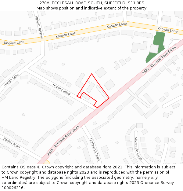 270A, ECCLESALL ROAD SOUTH, SHEFFIELD, S11 9PS: Location map and indicative extent of plot