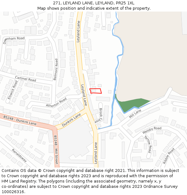 271, LEYLAND LANE, LEYLAND, PR25 1XL: Location map and indicative extent of plot