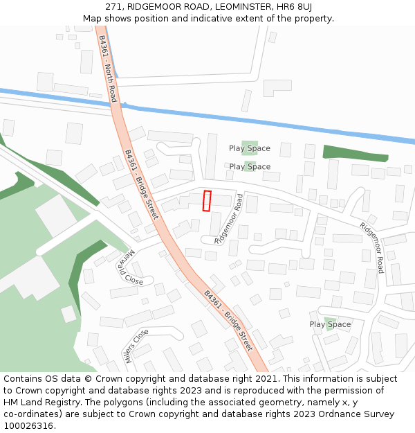 271, RIDGEMOOR ROAD, LEOMINSTER, HR6 8UJ: Location map and indicative extent of plot
