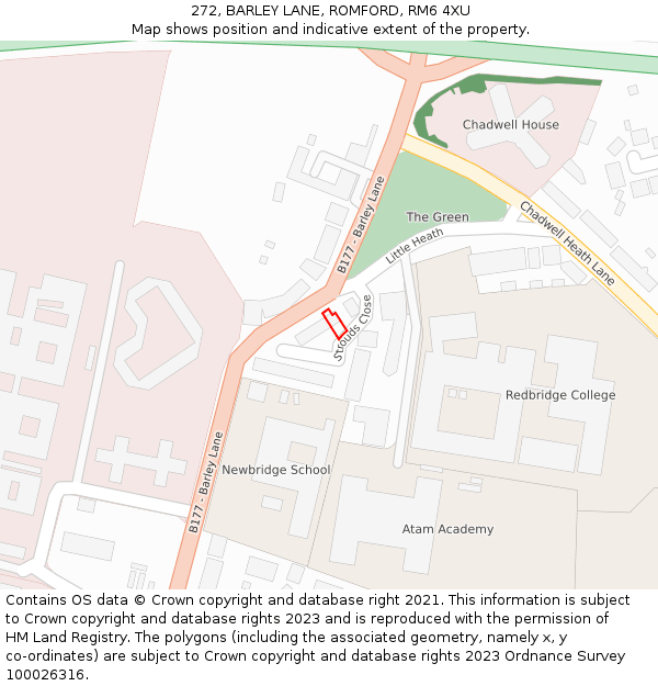 272, BARLEY LANE, ROMFORD, RM6 4XU: Location map and indicative extent of plot