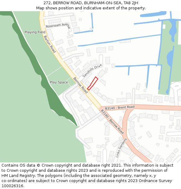 272, BERROW ROAD, BURNHAM-ON-SEA, TA8 2JH: Location map and indicative extent of plot