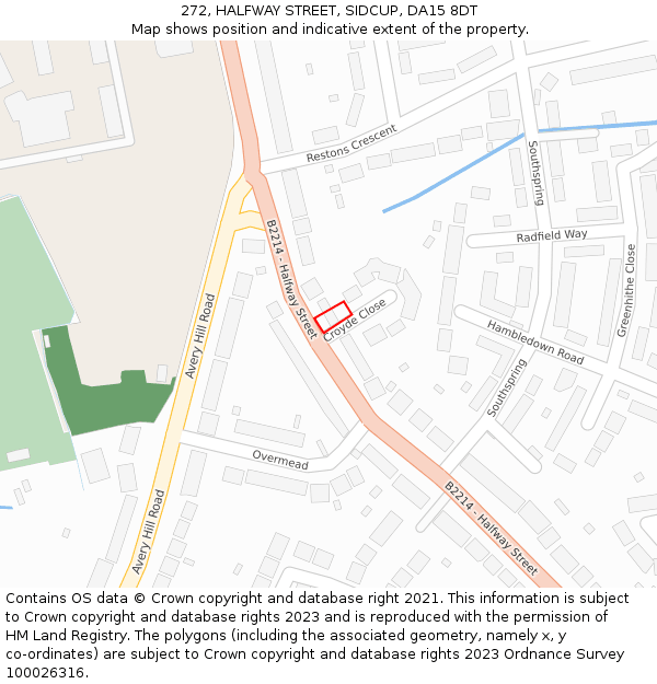 272, HALFWAY STREET, SIDCUP, DA15 8DT: Location map and indicative extent of plot