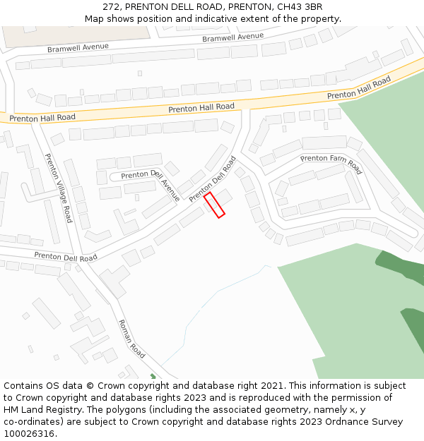272, PRENTON DELL ROAD, PRENTON, CH43 3BR: Location map and indicative extent of plot