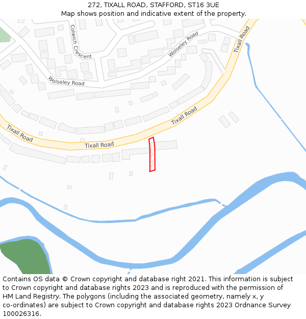 272, TIXALL ROAD, STAFFORD, ST16 3UE: Location map and indicative extent of plot
