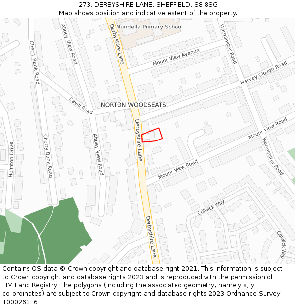 273, DERBYSHIRE LANE, SHEFFIELD, S8 8SG: Location map and indicative extent of plot