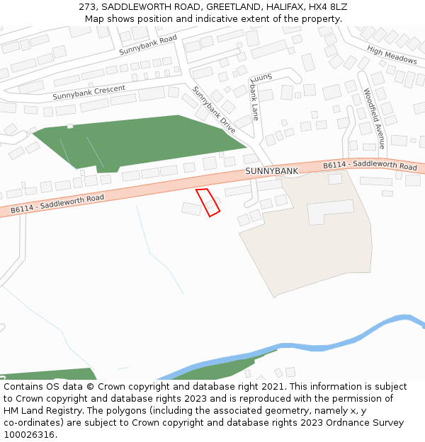 273, SADDLEWORTH ROAD, GREETLAND, HALIFAX, HX4 8LZ: Location map and indicative extent of plot