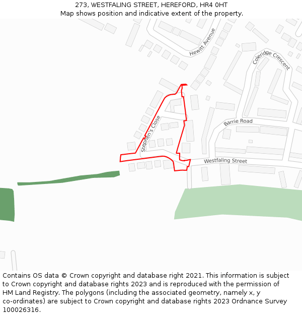 273, WESTFALING STREET, HEREFORD, HR4 0HT: Location map and indicative extent of plot