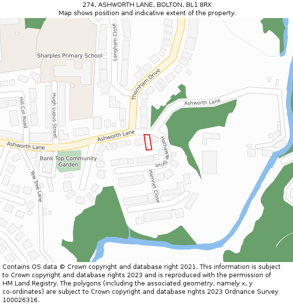 274, ASHWORTH LANE, BOLTON, BL1 8RX: Location map and indicative extent of plot