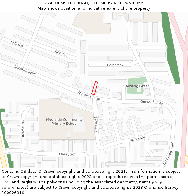 274, ORMSKIRK ROAD, SKELMERSDALE, WN8 9AA: Location map and indicative extent of plot