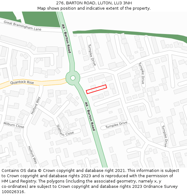 276, BARTON ROAD, LUTON, LU3 3NH: Location map and indicative extent of plot