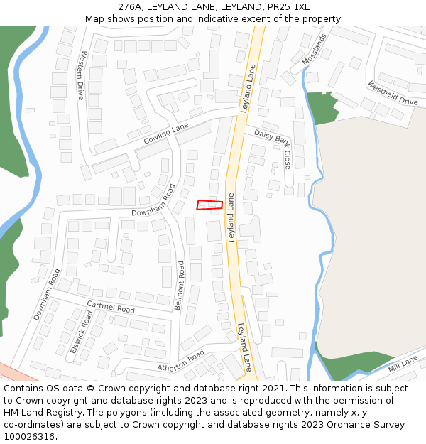 276A, LEYLAND LANE, LEYLAND, PR25 1XL: Location map and indicative extent of plot