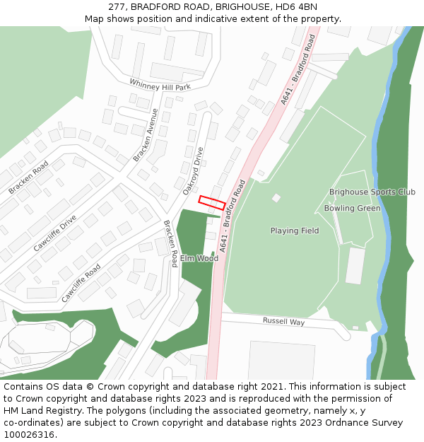 277, BRADFORD ROAD, BRIGHOUSE, HD6 4BN: Location map and indicative extent of plot