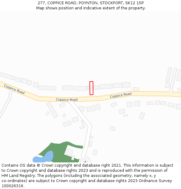 277, COPPICE ROAD, POYNTON, STOCKPORT, SK12 1SP: Location map and indicative extent of plot