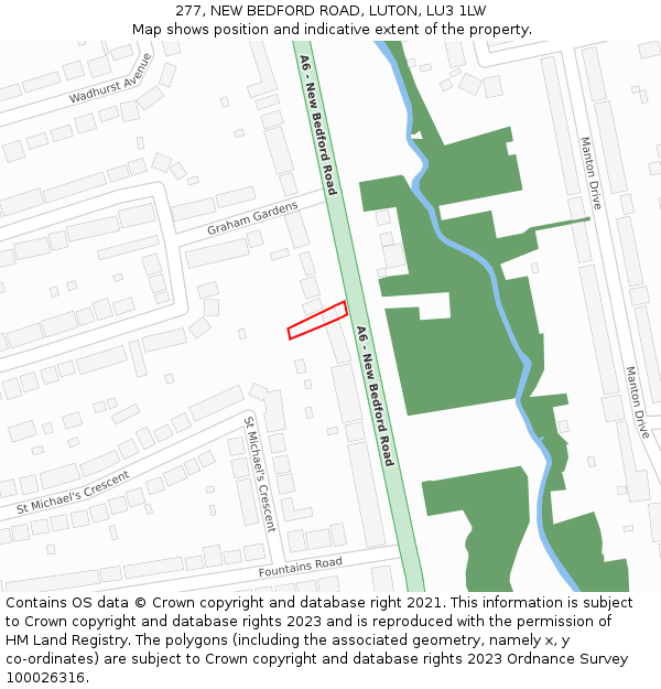 277, NEW BEDFORD ROAD, LUTON, LU3 1LW: Location map and indicative extent of plot