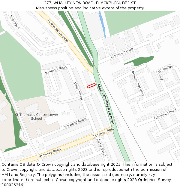 277, WHALLEY NEW ROAD, BLACKBURN, BB1 9TJ: Location map and indicative extent of plot