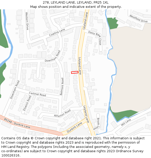 278, LEYLAND LANE, LEYLAND, PR25 1XL: Location map and indicative extent of plot