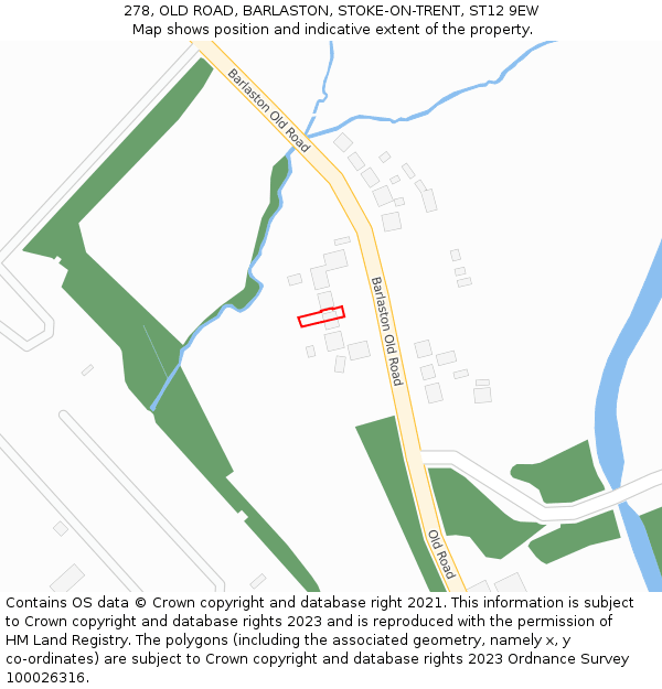 278, OLD ROAD, BARLASTON, STOKE-ON-TRENT, ST12 9EW: Location map and indicative extent of plot