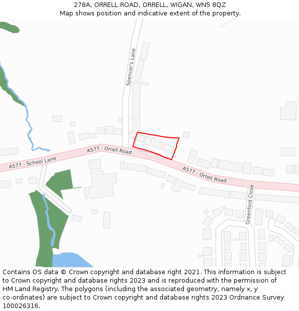 278A, ORRELL ROAD, ORRELL, WIGAN, WN5 8QZ: Location map and indicative extent of plot