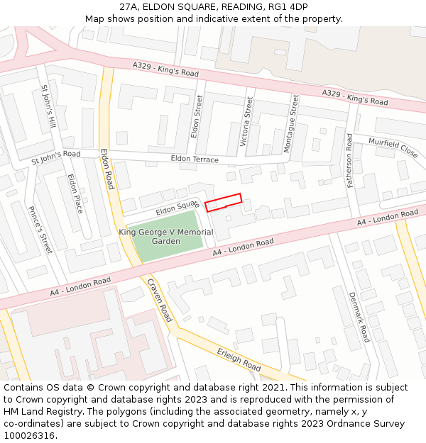 27A, ELDON SQUARE, READING, RG1 4DP: Location map and indicative extent of plot