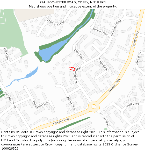 27A, ROCHESTER ROAD, CORBY, NN18 8PN: Location map and indicative extent of plot