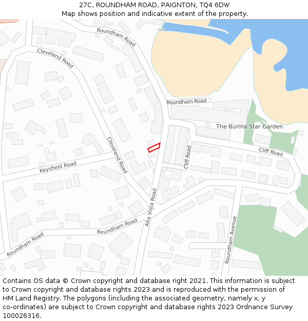 27C, ROUNDHAM ROAD, PAIGNTON, TQ4 6DW: Location map and indicative extent of plot