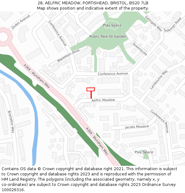 28, AELFRIC MEADOW, PORTISHEAD, BRISTOL, BS20 7LB: Location map and indicative extent of plot