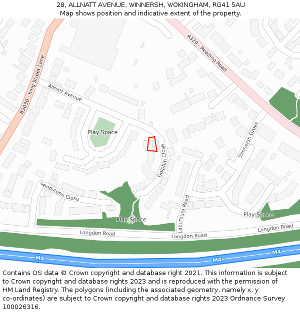 28, ALLNATT AVENUE, WINNERSH, WOKINGHAM, RG41 5AU: Location map and indicative extent of plot