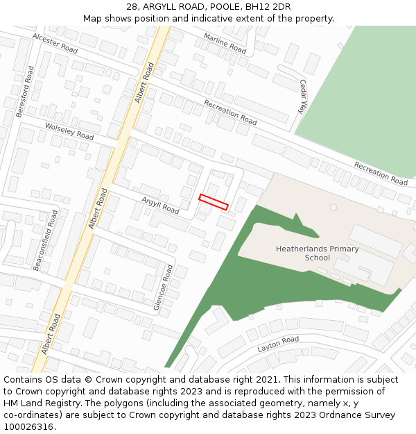 28, ARGYLL ROAD, POOLE, BH12 2DR: Location map and indicative extent of plot